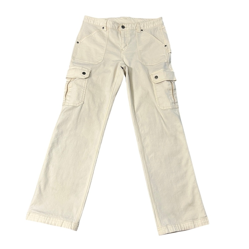 Duluth Trading Co Cargo Pants Womens 30x29 White DuluthFlex Fire Hose Straight